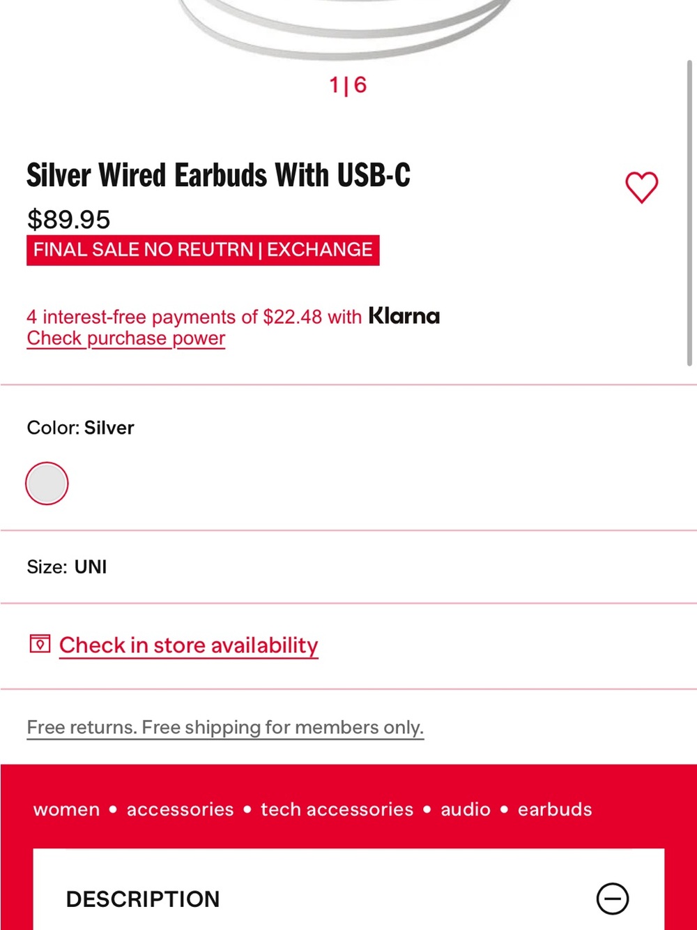 Diesel Silver Charm Chain Earphone Necklace with White Cable and Inline Control - Picture 7 of 8